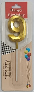 Metallic Gold Candle – Number 9