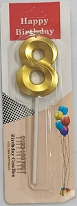 Metallic Gold Candle – Number 8