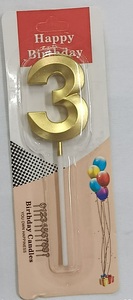 Metallic Gold Candle – Number 3