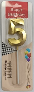 Metallic Gold Candle – Number 5