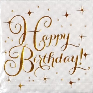 Happy Birthday Gold Embossed Sparkle Lunch Napkins – 20ct