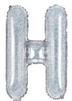 14″ Holographic Silver Foil Balloon-  Letter H