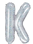 14″ Holographic Silver Foil Balloon – Letter K