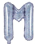 14″ Holographic Silver Foil Balloon –  Letter M