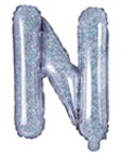 14″ Holographic Silver Foil Balloon –  Letter N