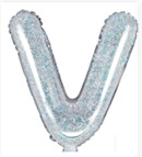 14″ Holographic Silver Foil Balloon – Letter V