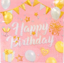Happy Birthday Balloons Lunch Napkins 20ct – Pink