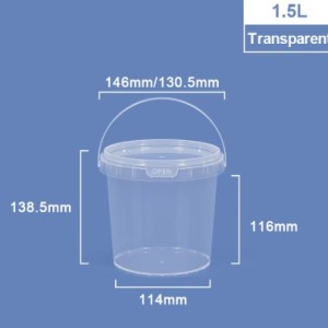 Clear Food Grade Bucket with Lid – 1500ml