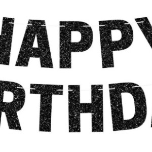 Happy Birthday Banner – Holographic Black