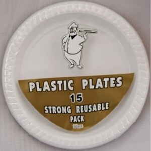 Strong Plastic Lunch Plates 15ct – White