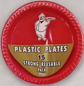 Strong Plastic Lunch Plates 15ct – Red