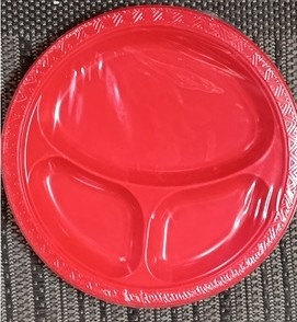 Three Part Plastic Lunch Plates 10ct – Red