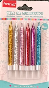 Glitter Candles 6ct – Mixed