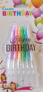 6ct Candles with Happy Birthday Cake Charm – Mixed