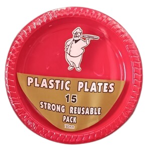 Strong Plastic Tea Plates 15ct – Red