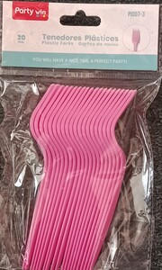 Win Plastic Dessert Forks 20c – Pink