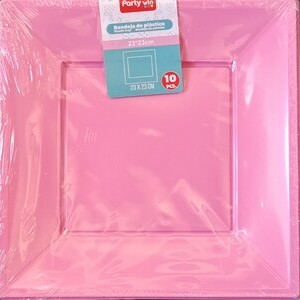 Square Plastic Lunch Plates 10ct – Pink