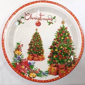 Merry Christmas Trees Paper Lunch Plates 10ct