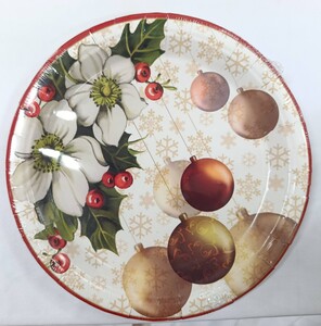 Merry Christmas Balls Paper Lunch Plates 10ct