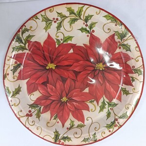 Poinsettia Paper Lunch Plates 10ct