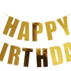 Happy Birthday Banner – Glossy Gold