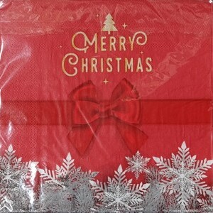Merry Christmas Red Bow Lunch Napkin 20ct